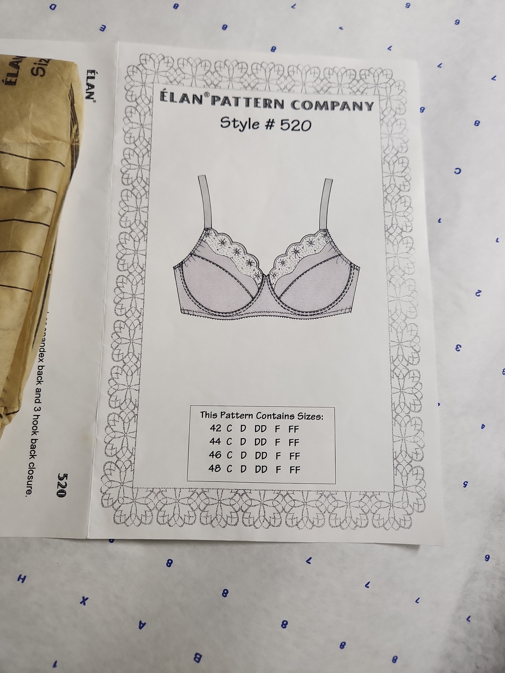 Elan Style 520 Uncut Sewing Bra Pattern - Women's Plus Sizes 42-48 C D DD F FF